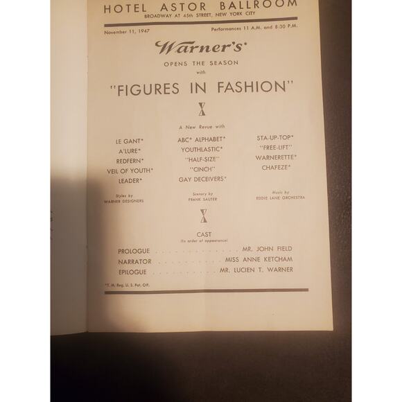 VINTAGE showgram "Figures in Fashion " the Astor Ballroom - Picture 2 of 3